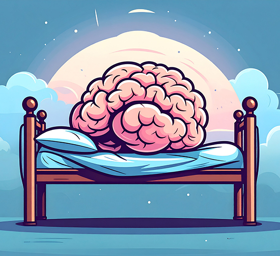 AI image of a brain on a bed.