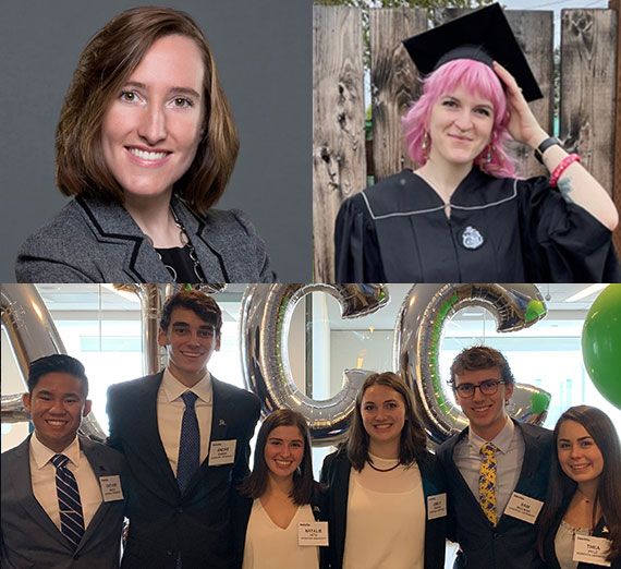 Graduate Accounting Students Bethany Kaufman,  Jessi Bader, and Sam McEwan with his student team from Deloitt