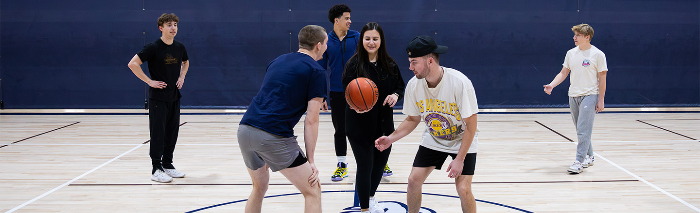 student facilitating pe class
