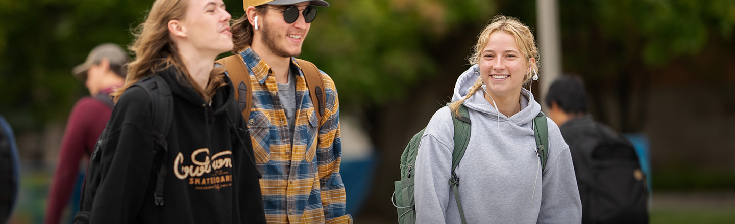 Gonzaga students walk through campus